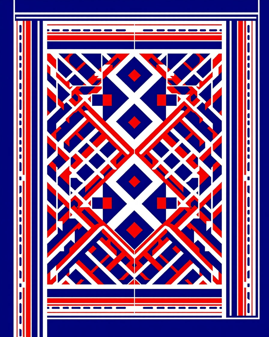 Geometric interlocking diamond and stripe Rug
