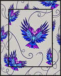Vibrant Blue Purple Bird Swirls Rug