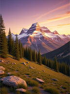 Golden Hour Mountain Forest Landscape Rug