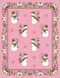 Pink Snowman Floral Border Rug