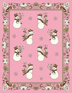 Pink Snowman Floral Border Rug