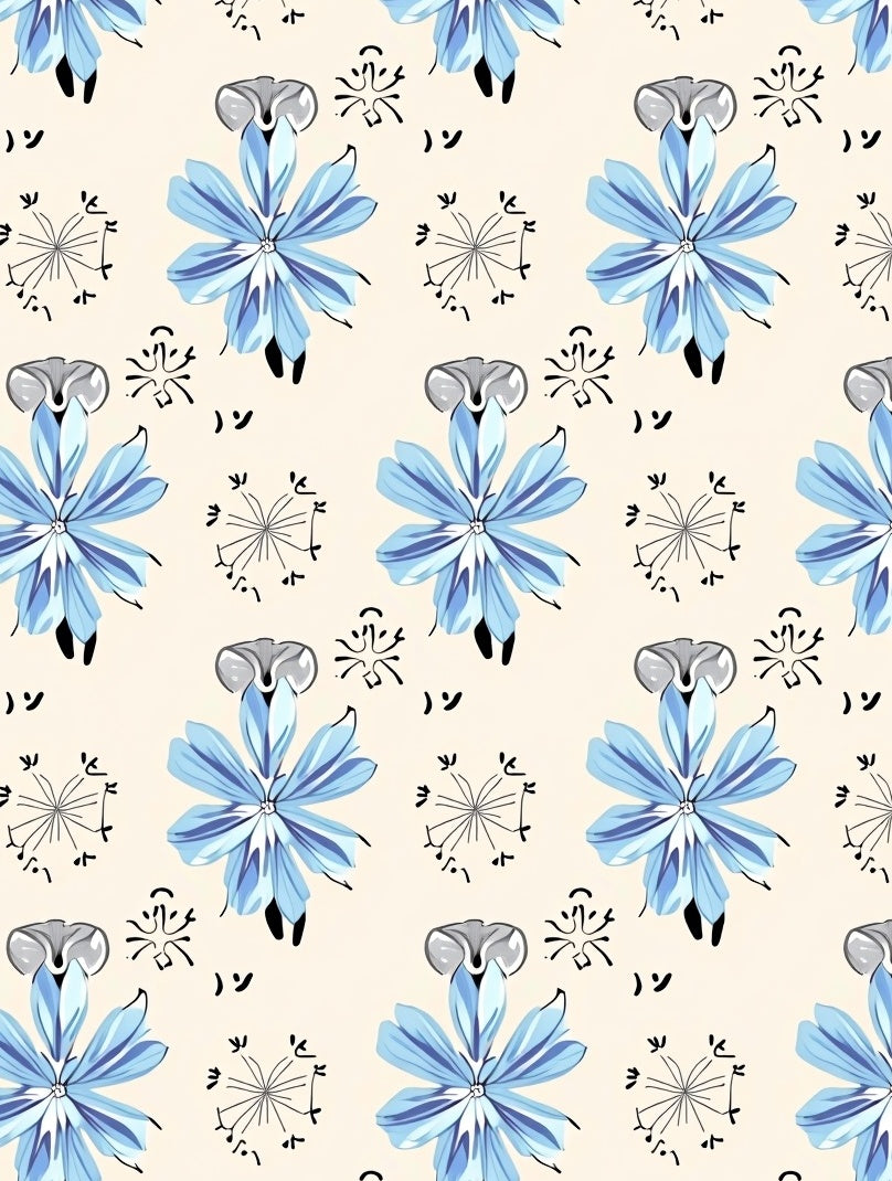 Pale Blue Petal Whimsical Bloom Rug