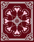 Maroon Heart Swirl Medallion Rug