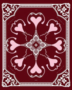 Maroon Heart Swirl Medallion Rug
