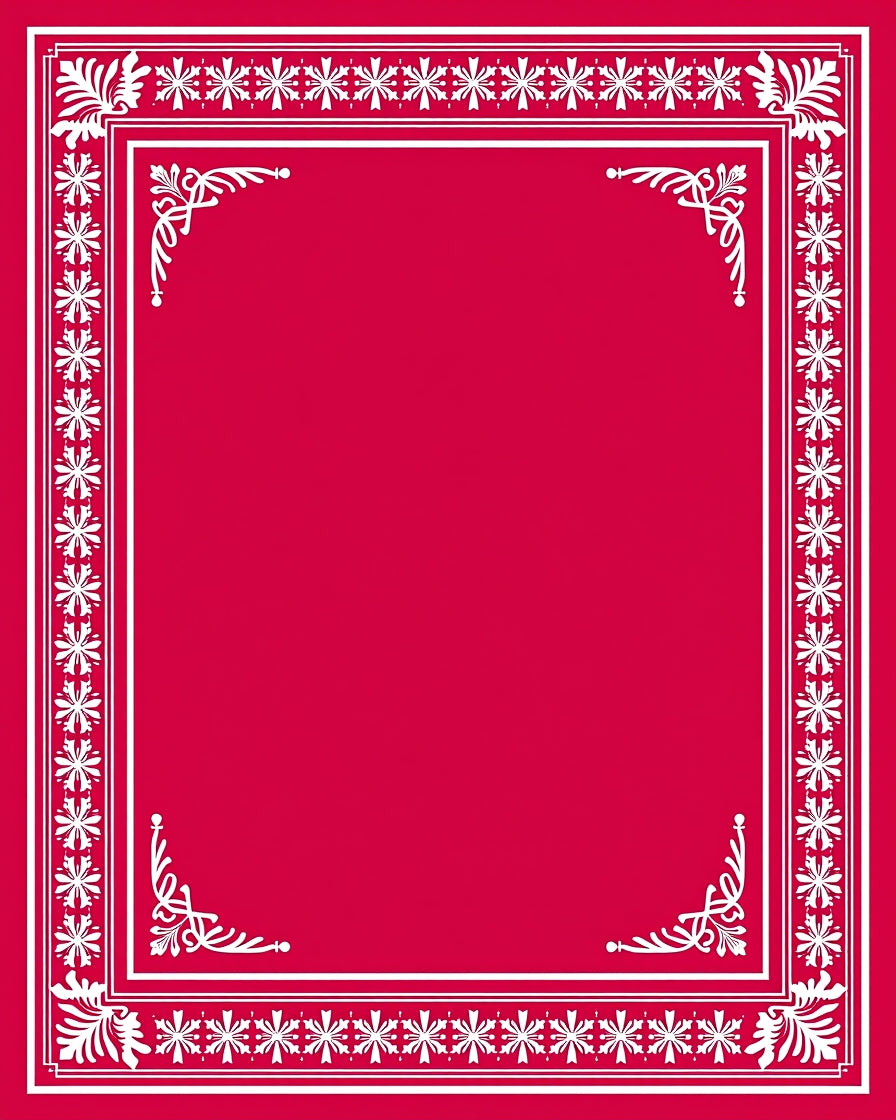 Crimson White Floral Border Accent Rug