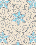 Light Blue Star Swirls on Cream Rug