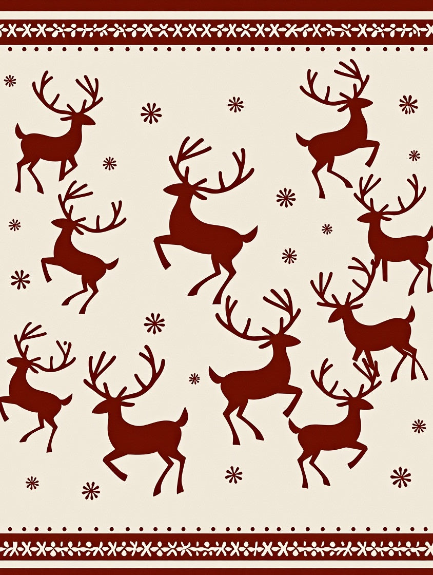 Crimson Deer Snowflakes Border Rug