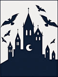 Gothic Castle Moon Bat Silhouette Rug