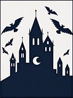 Gothic Castle Moon Bat Silhouette Rug