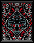 Retro Red Berry Floral Crest Rug