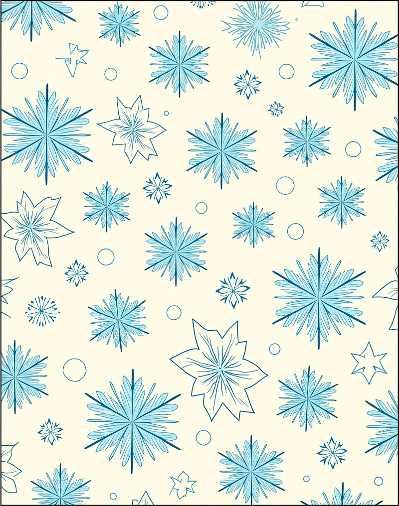 Light Blue Snowflake Cream Background Array Rug
