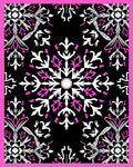 Black White Pink Snowflake Medallion Rug