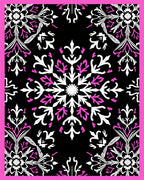 Black White Pink Snowflake Medallion Rug