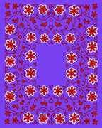 Violet Crimson Floral Vine Intricate Rug