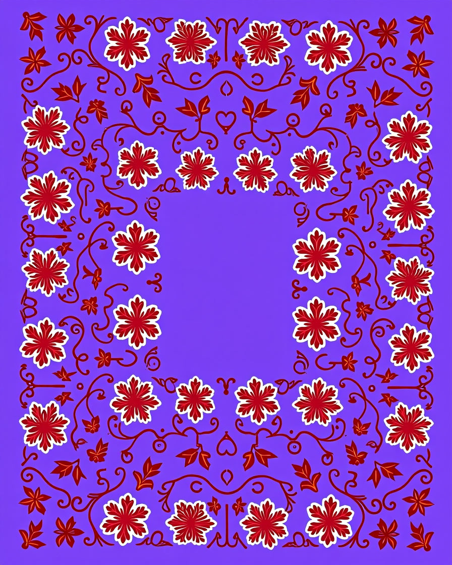 Violet Crimson Floral Vine Intricate Rug