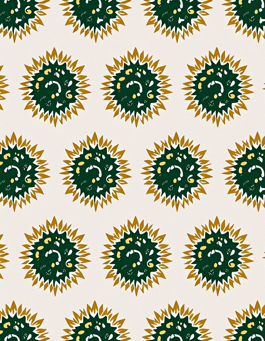 Deep Green Golden Burst Medallion Rug