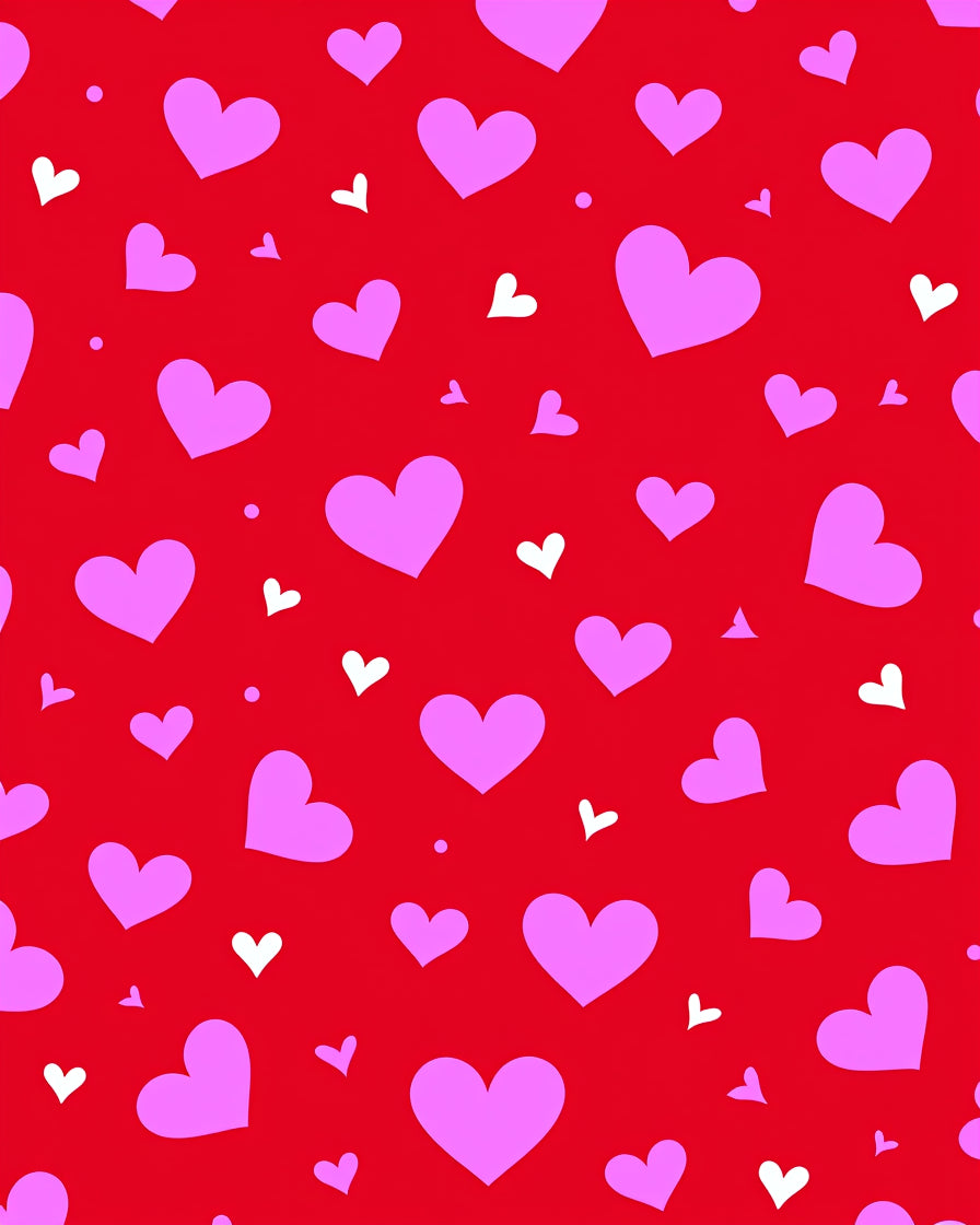 Red Pink White Scattered Hearts Rug