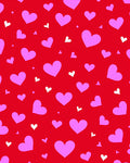 Red Pink White Scattered Hearts Rug