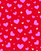 Red Pink White Scattered Hearts Rug