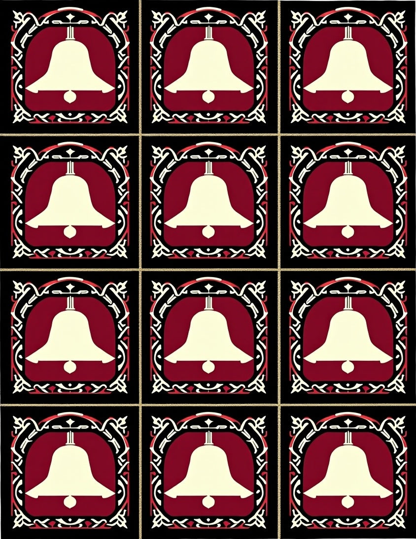 Gothic Bell Burgundy Black Border Rug
