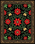 Red Flower Black Gold Bell Garland Rug