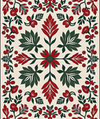 Crimson and Emerald Folk Floral Rug
