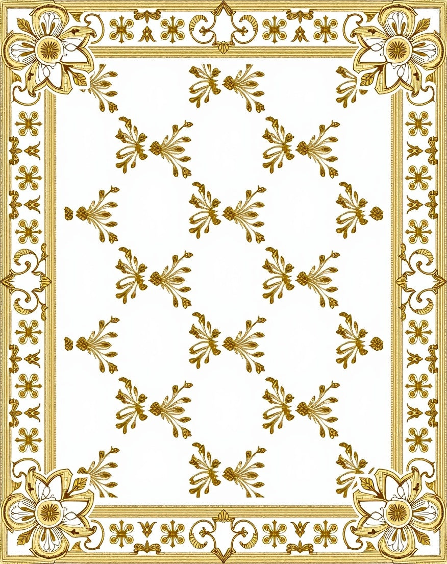 Gold Royal Floral Border Medallion Rug