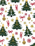 Festive Green Trees Red Gold Accents Rug