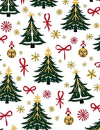 Festive Green Trees Red Gold Accents Rug