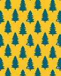 Teal Pine Forest Yellow Background Rug