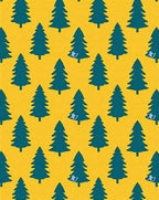 Teal Pine Forest Yellow Background Rug