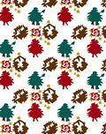 Red Teal Brown Star Tree Scatter Rug