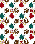 Red Teal Brown Star Tree Scatter Rug
