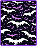 Whimsical Purple White Bat Swarm Rug