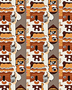 Earthy Brown Cartoon Village Repeat Rug