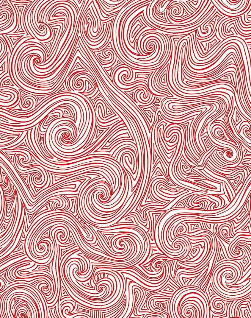 Crimson Swirl Abstract Line Rug