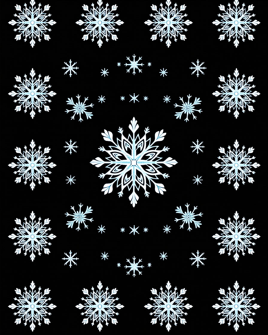 Ice Blue Snowflake Scatter Art Rug