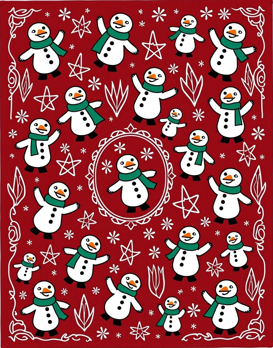 Red Snowman Forest Holiday Collection Rug