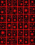 Bold Red Starburst Grid Rug