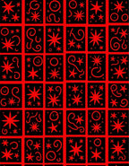 Bold Red Starburst Grid Rug