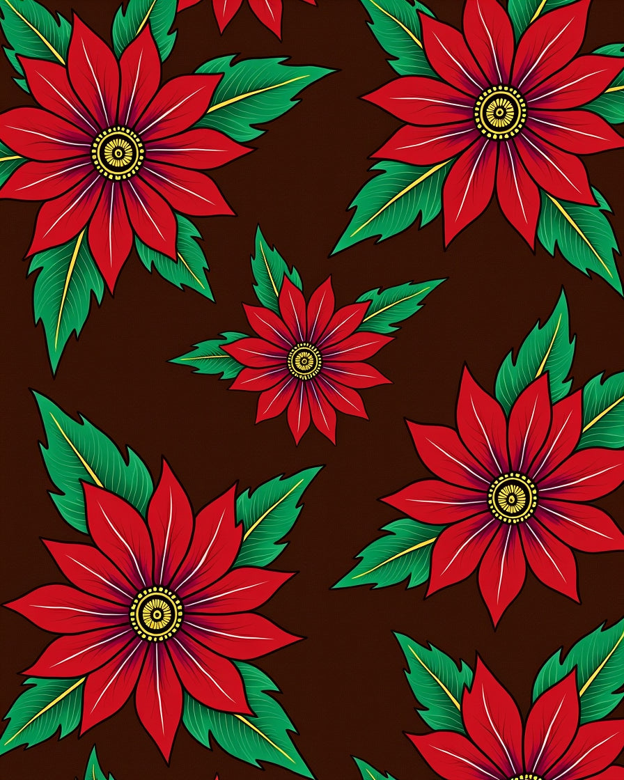 Vibrant Red Poinsettia Garden Rug