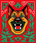 Bold Red German Shepherd Floral Rug