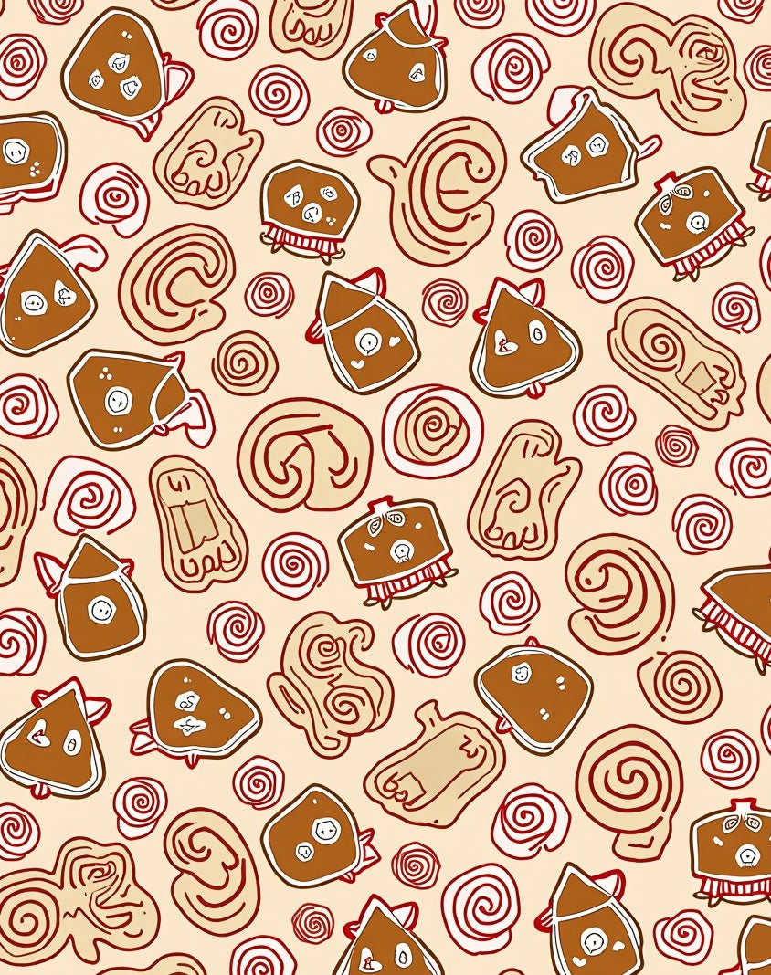 Brown Red Swirl Gingerbread Cookies Rug