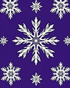 White Snowflake Collection on Purple Background Rug