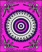 Vibrant Pink Purple Geometric Mandala Rug