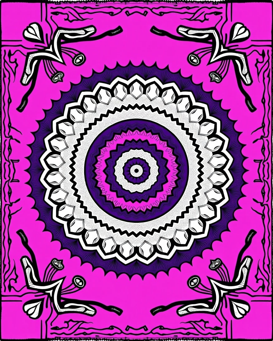 Vibrant Pink Purple Geometric Mandala Rug