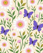 Whimsical Purple Butterfly Daisy Garden Rug