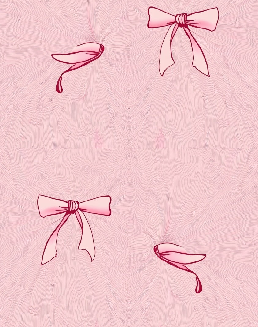 Pink Bows Whimsical Swirl Rug