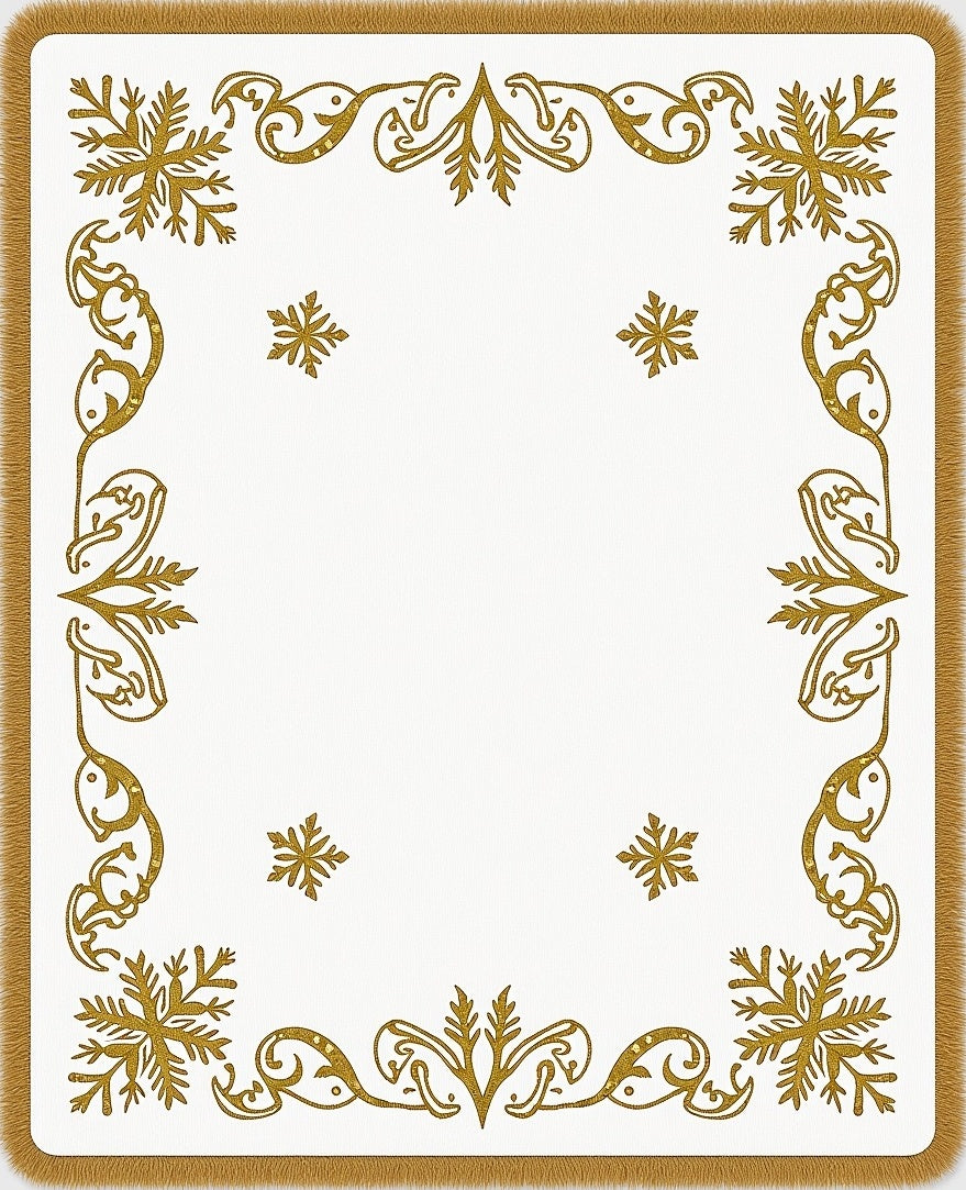 Ornate Golden Snowflake Border Rug