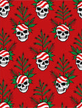 Red Skull Green Branch Christmas Rug